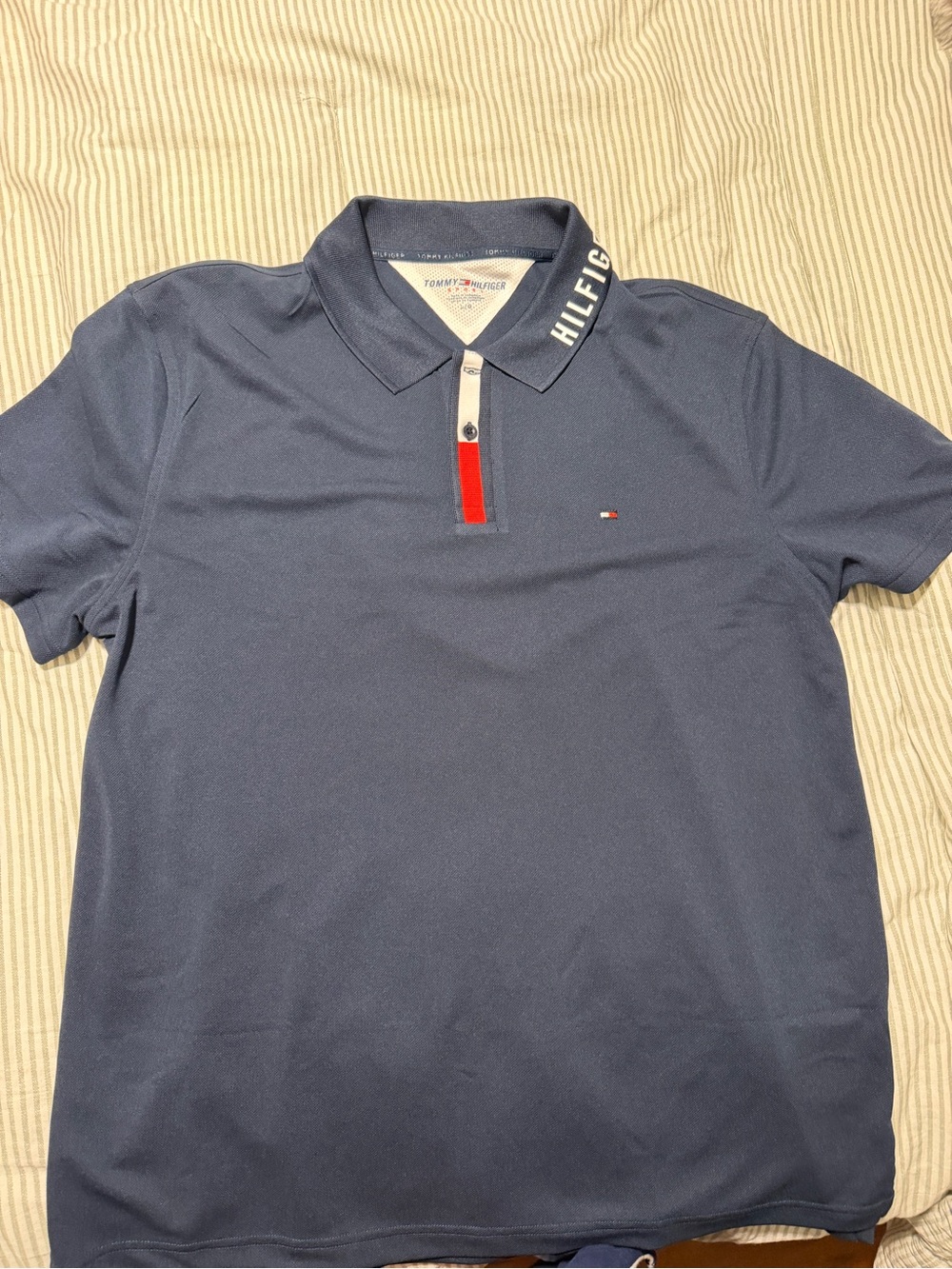 Tommy Hilfiger Men’s Navy Polo with Red Placket Accent